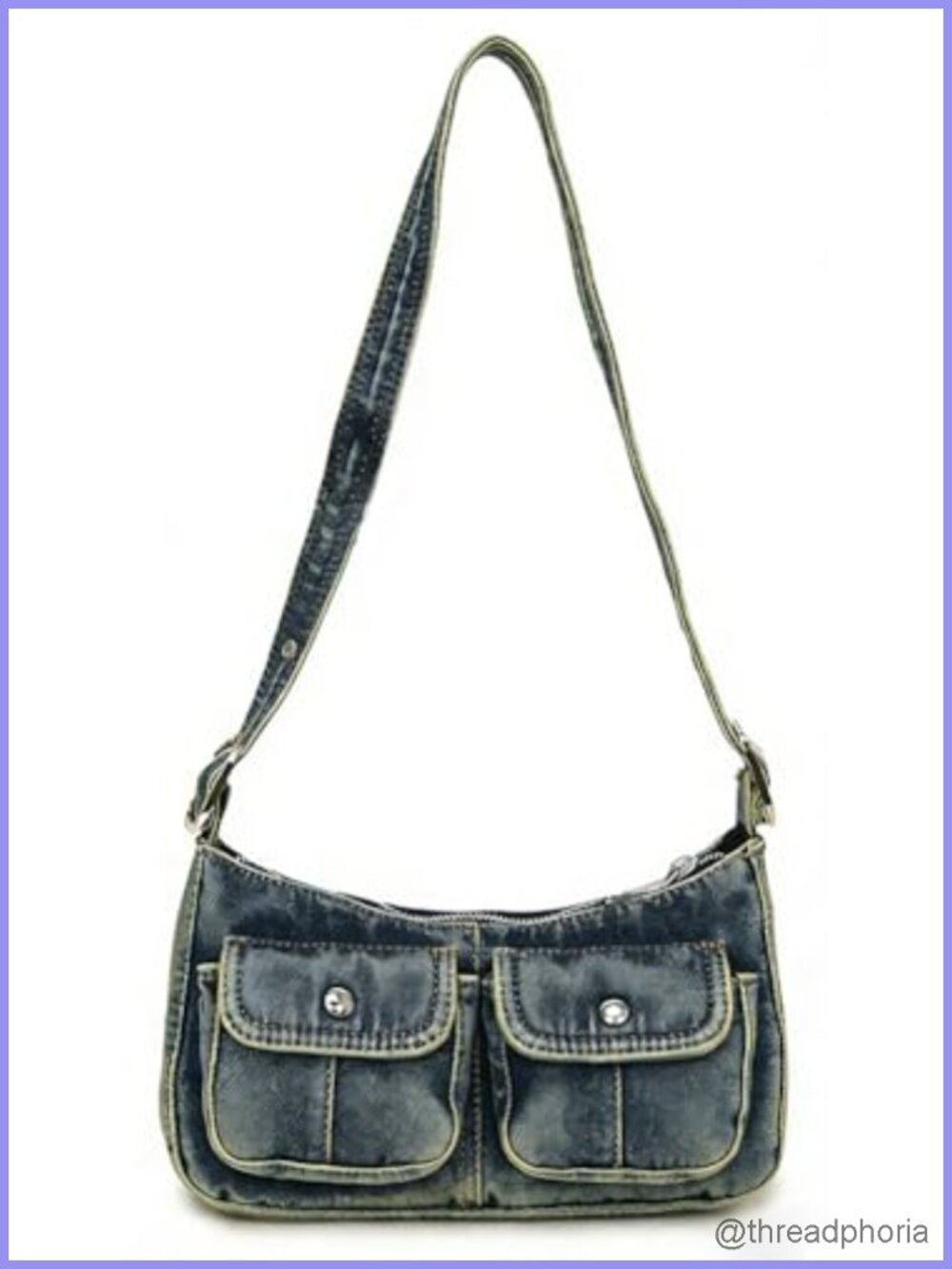 Denim Shoulder Bag Small Top Handle Clutch Punk Underarm Handbag Multiple